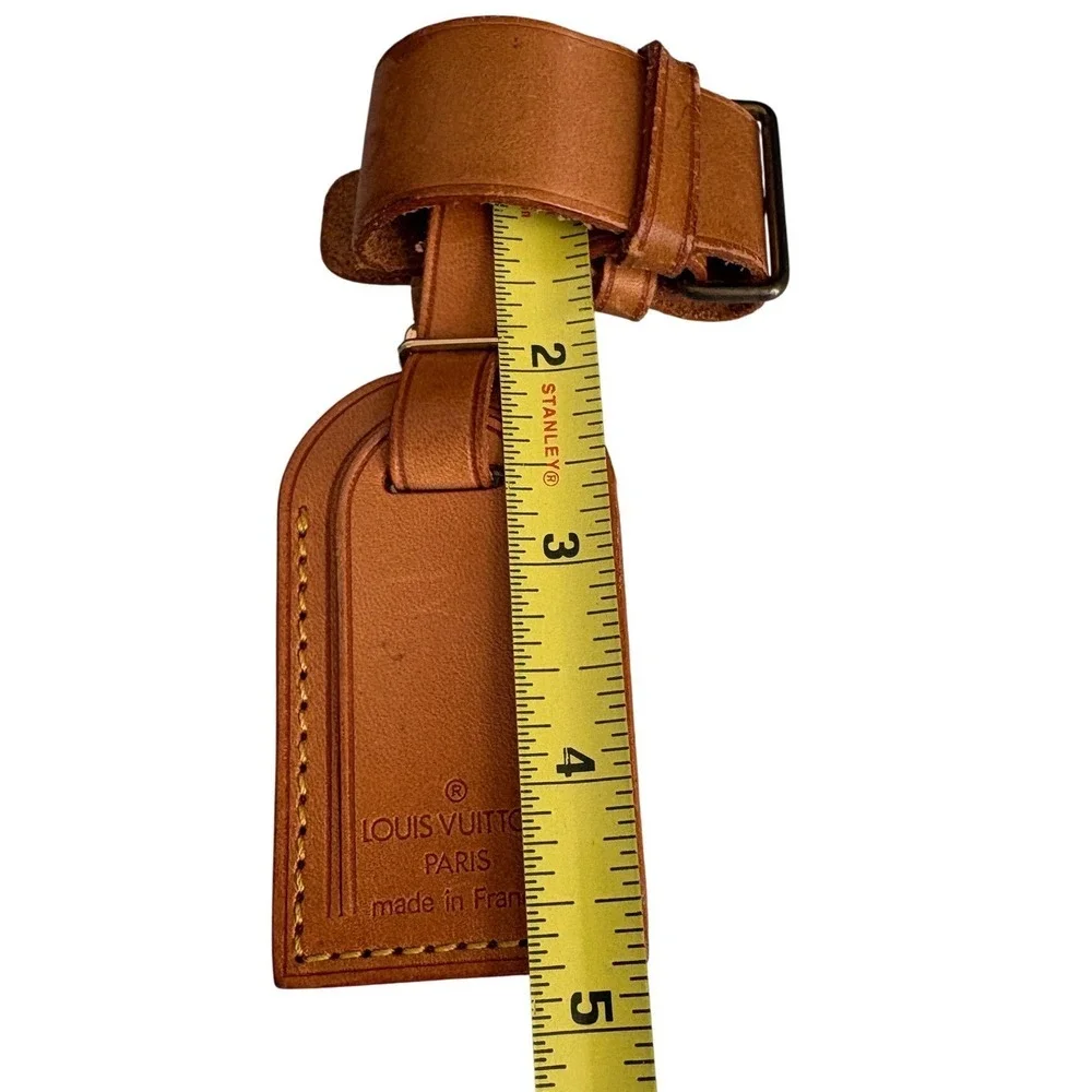 Louis Vuitton Vachetta Leather Luggage Tag and Poignet Set Tan Made in France - Picture 7 of 8